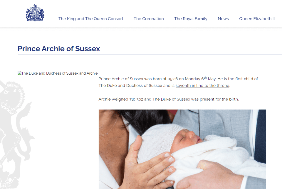Archie's page was later restored online