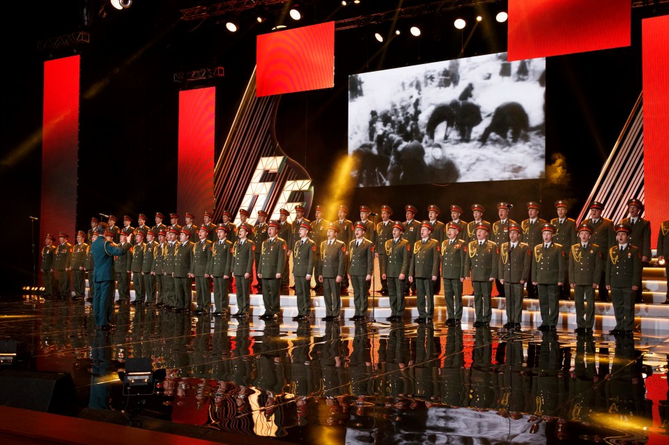 The Alexandrov Ensemble choir performing on stage.
