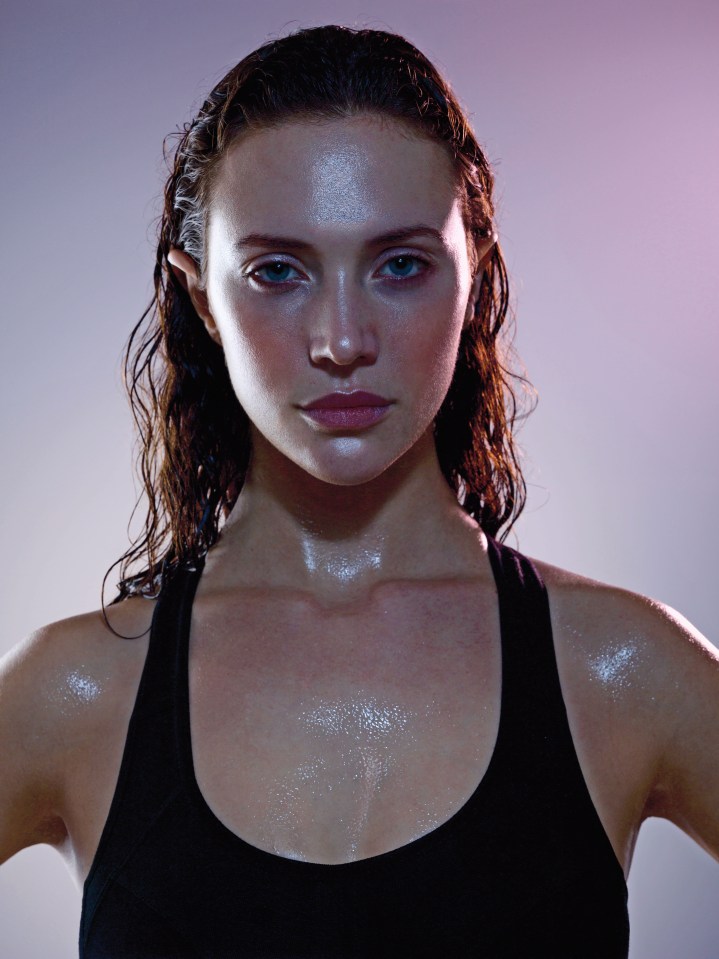 Sweaty female post workout