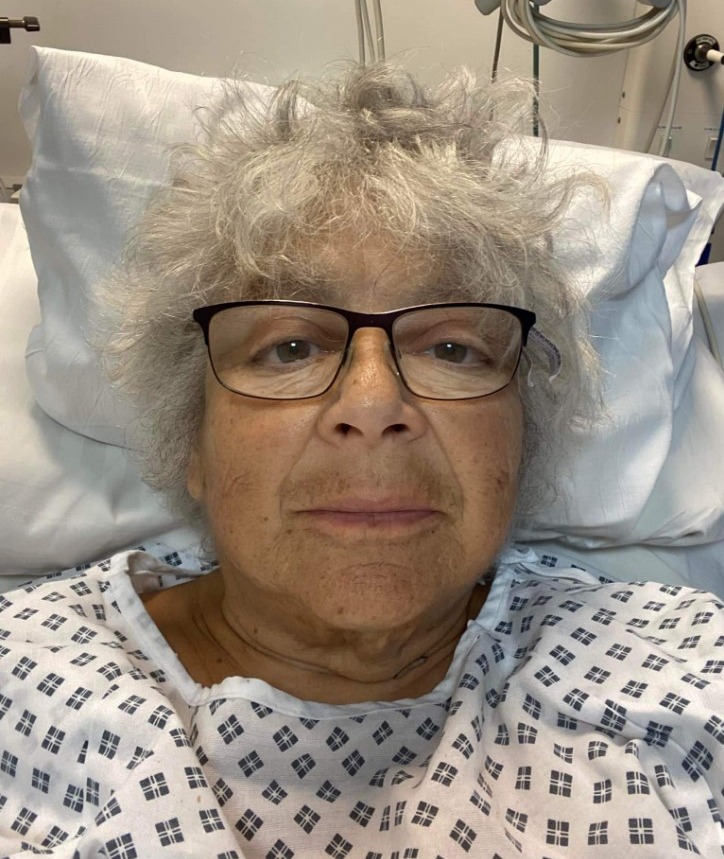 The actress shared a photo from her hospital bed