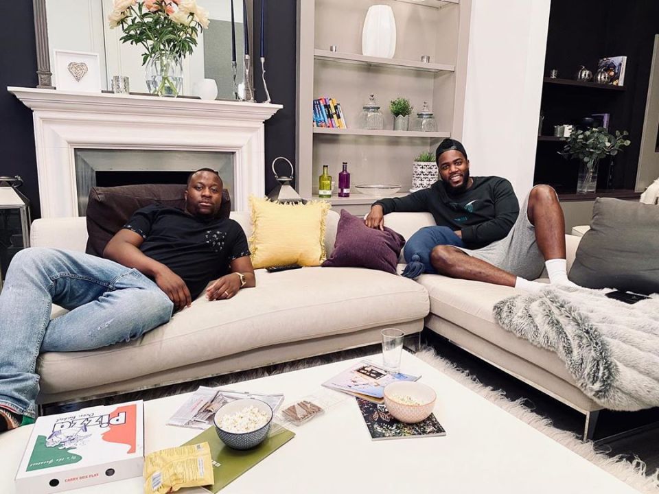 The star (left) with pal Mo Gilligan on Celebrity Gogglebox