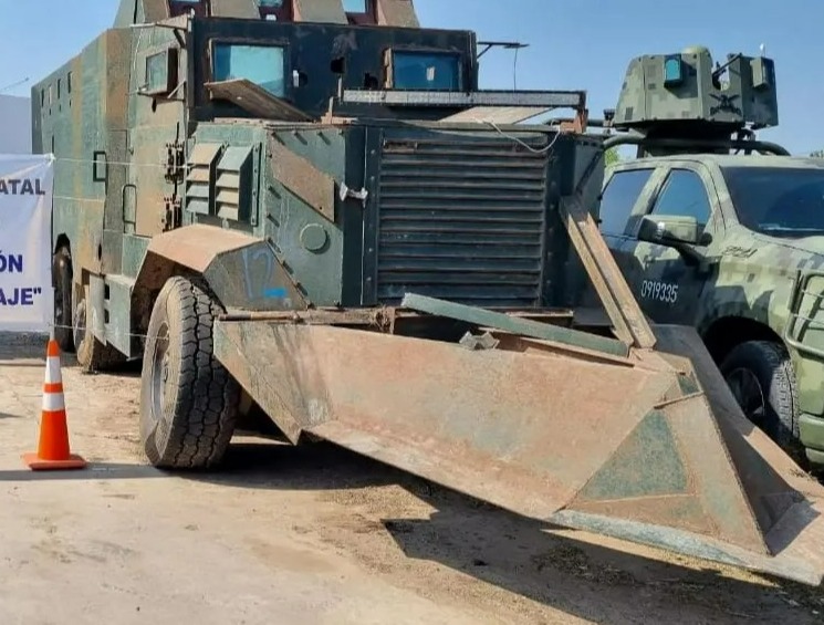 A photograph provided by Mexico's attorney general's office showing armored trucks seized last year