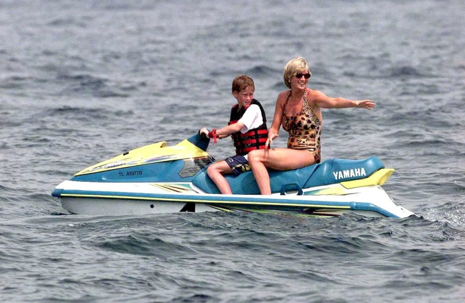 Diana and Harry on a jet ski in St Tropez, France
