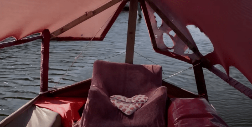 The boat comes with a loveseat