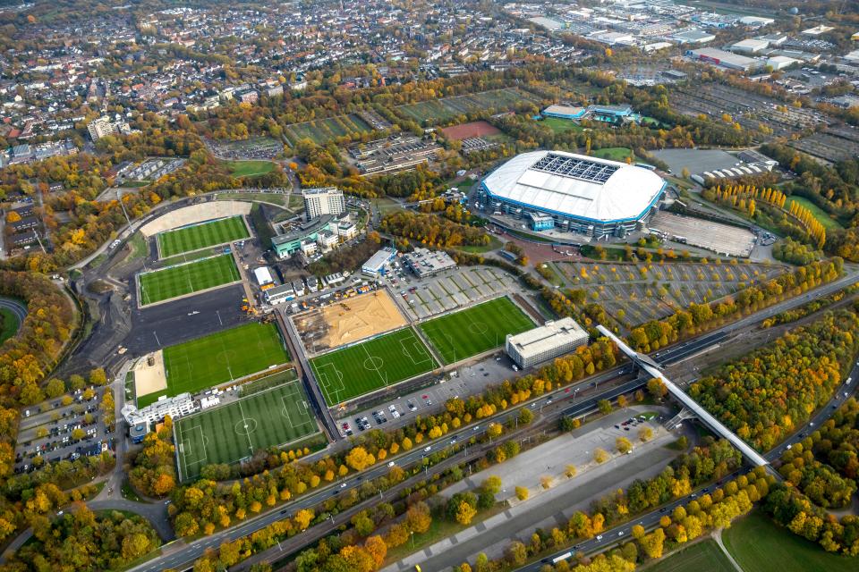 The remains of Parkstadion stand under a kilometre from Veltins Arena