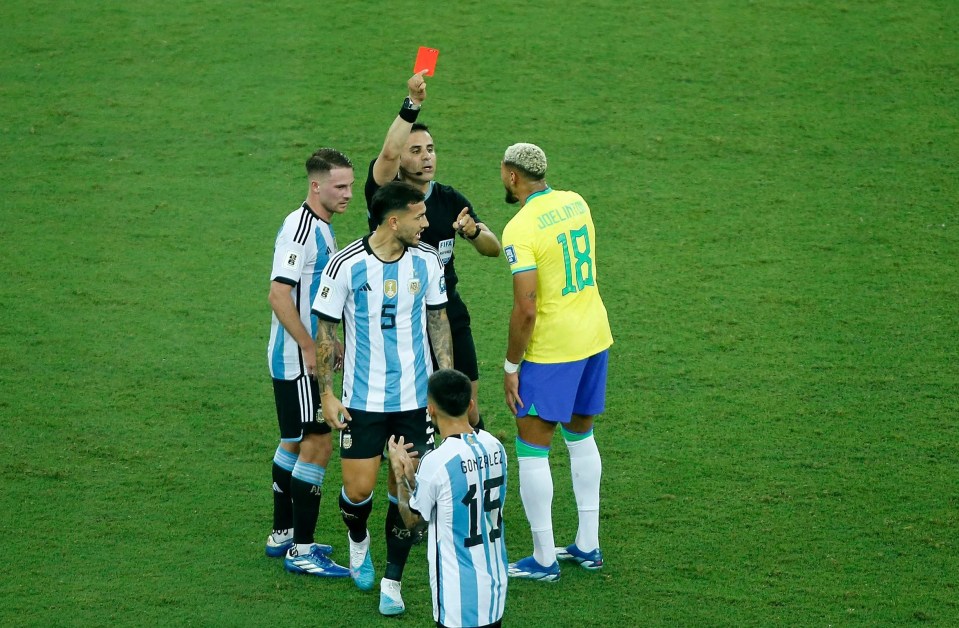 Joelinton was sent off for his reaction