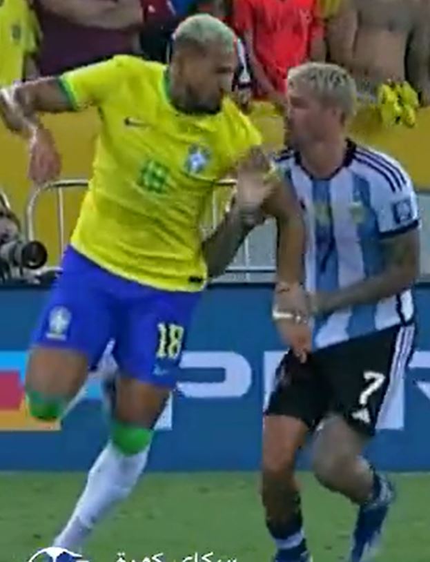 Joelinton was having his hand held by Rodrigo de Paul