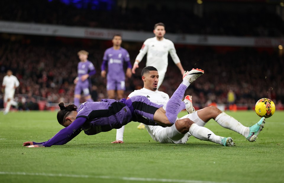 William Saliba made a superb tackle on Darwin Nunez