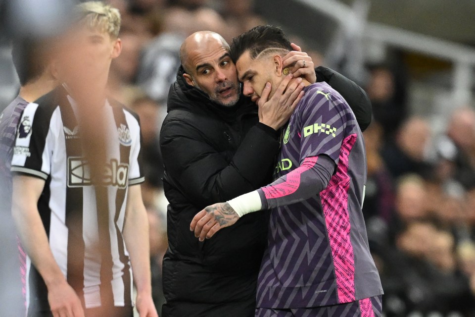 He was immediately taken off the pitch by Pep Guardiola
