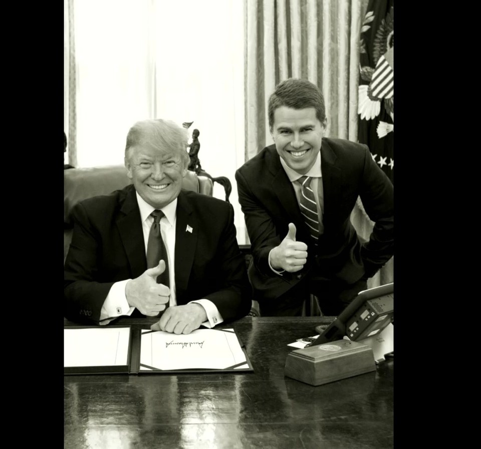 A picture of Trump with his former security official Miles Taylor from the Moore's documentary