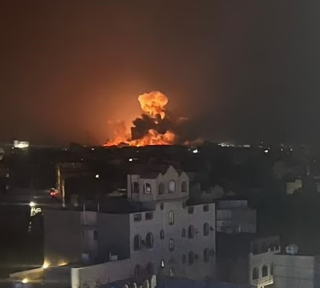 Huge explosions rang out across 16 locations in Yemen on Thursday night