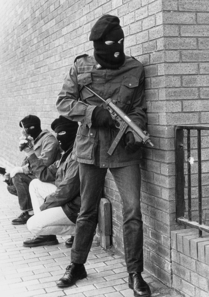 IRA paramilitaries on patrol in the White Rock area of Belfast during the Troubles