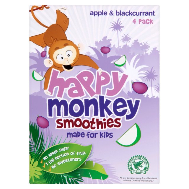 A pack of four Happy Monkey smoothie is usually £2.30 at Tesco but is £1.75 with a Clubcard