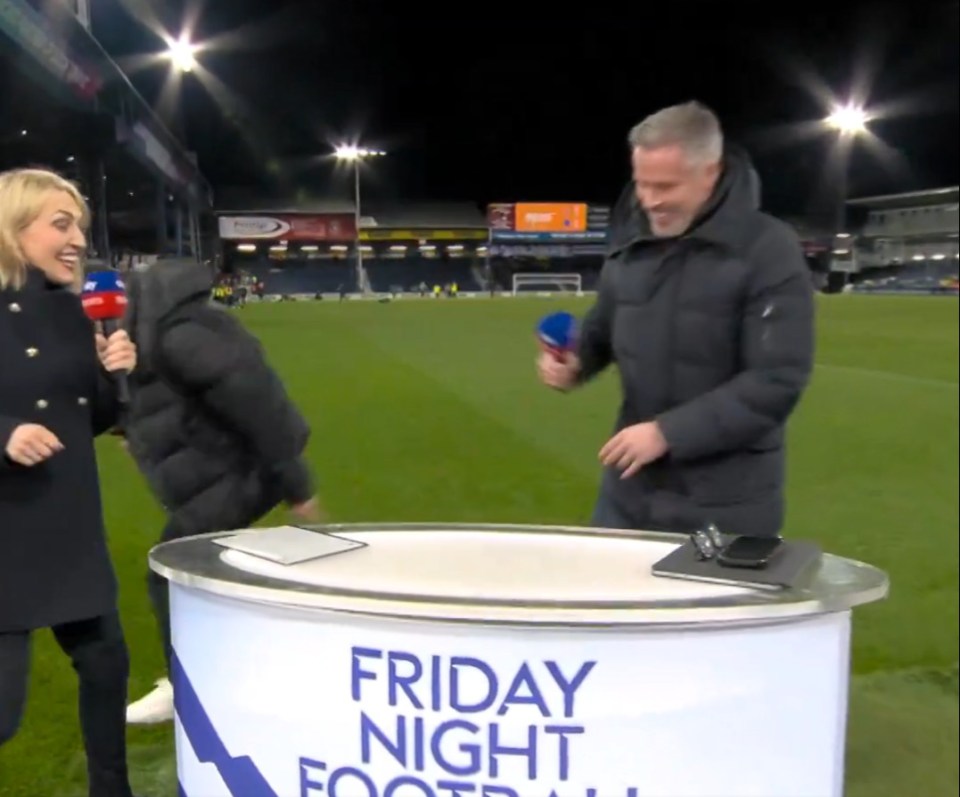 Carra's push sent Neville hurtling towards Kelly Cates