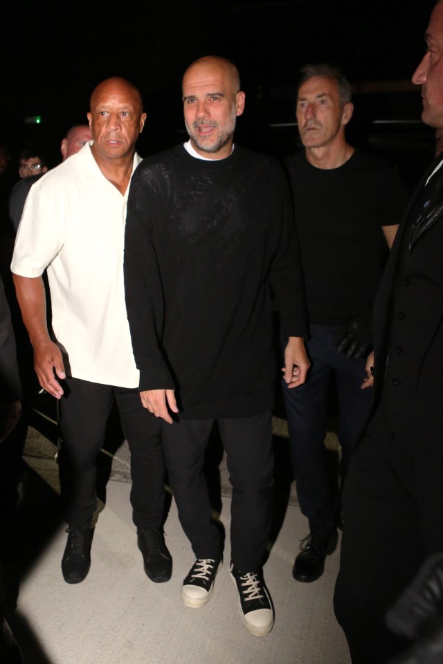 Manager Pep Guardiola wore a black jumper for the party