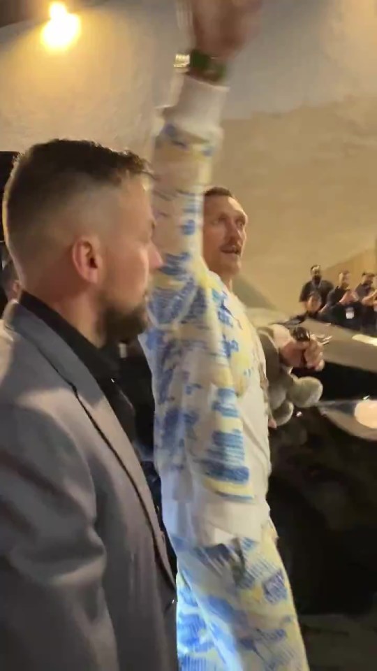 Oleksandr Usyk had his secret weapon with him as he arrived at the arena