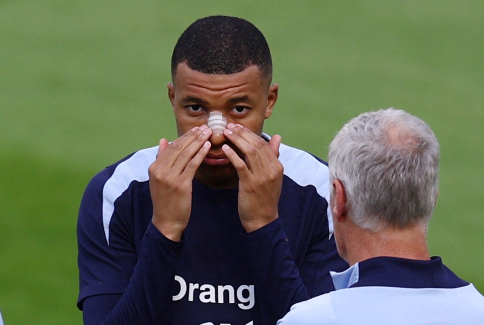 Kylian Mbappe has been spotted wearing his nose protector