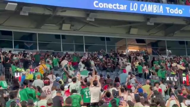 Groups of fans tried to separate a pair of aggressors