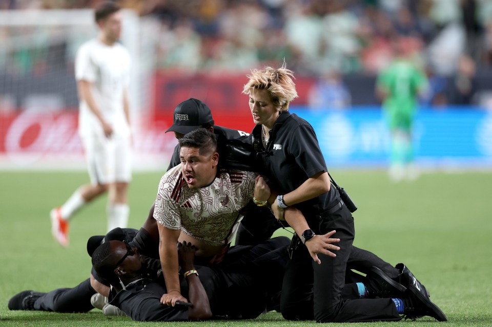 They were swiftly apprehended despite cheers from the crowd during the drubbing