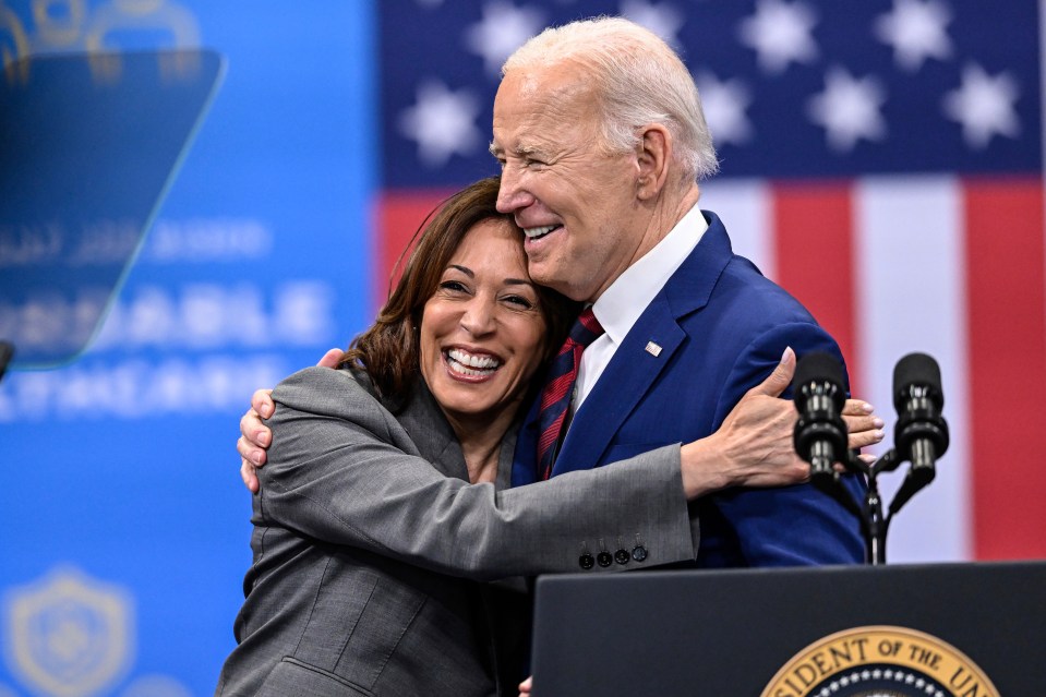 Best of friends Harris hugs President Biden in March this year