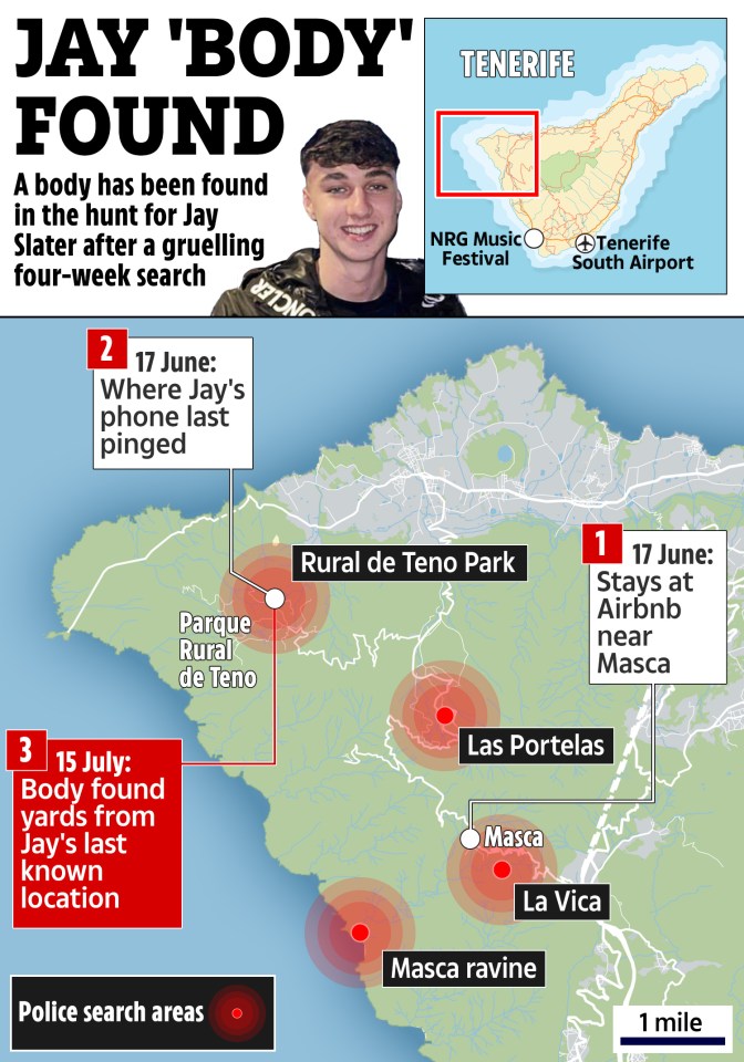 a map showing where jay 's body was found