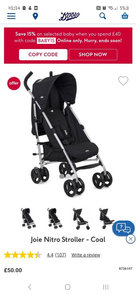 a joie nitro stroller is on sale for 50.00