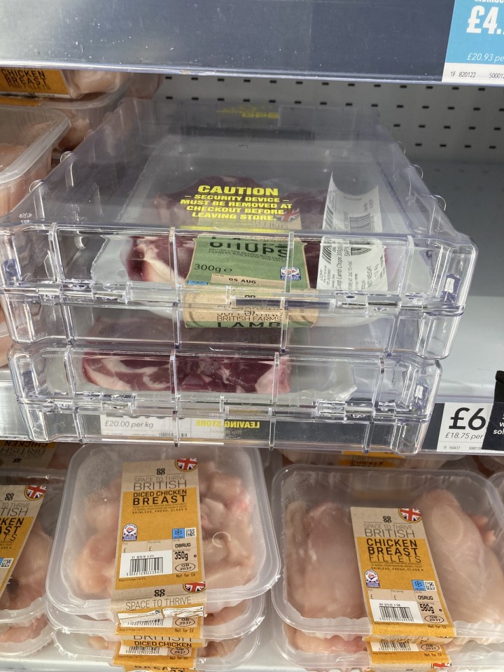 Story from Jam Press (Lamb Chops)</p>
<p>Pictured: The lamb chops and beef steaks have been put in security boxes.</p>
<p>Co-op puts lamb chops in GPS tracked security boxes to thwart thieves in seaside town</p>
<p>Lamb chops and beef steaks have been put in security boxes in Co-op to thwart thieves.</p>
<p>The plastic containers have GPS trackers on them too.</p>
<p>Lamb chops worth £6 are in them in the supermarket.</p>
<p>Sirloin steaks for just £3.99 have also been put in the boxes.</p>
<p>As have £4.75 rumps in the branch in Hornsea, near Bridlington, East Yorks.</p>
<p>The boxes have labels on them that read: “Caution.</p>
<p>“Security device.</p>
<p>“Must be removed at checkout before leaving the store."</p>
<p>Customer Dylan John, 46, who was visiting the seaside town with his family, told What's The Jam: "Talk about a steak out.</p>
<p>“I’ve never seen anything as crazy as lamb chops being protected by GPS tracking.</p>
<p>"I can just imagine boffins at NASA sitting in front of a big screen showing the UK.</p>
<p>“And little dots moving around showing where the lamb cutlets are.</p>
<p>“It's bonkers."</p>
<p>The measure comes following a rise in shoplifting amid the cost-of-living crisis in the UK.</p>
<p>Supermarkets have placed relatively low-priced items in security boxes or have tags put on them.</p>
<p>It is to deter hard-up Brits from swiping them off the shelves.</p>
<p>The Co-op has been approached for comment.</p>
<p>ENDS