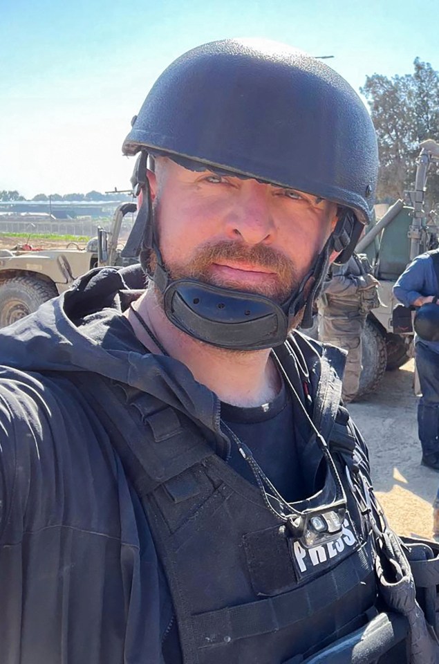 Reuters safety advisor Ryan Evans takes a selfie while working with a news reporting team near the border with Gaza in Be'eri, southern Israel, February 8, 2024. REUTERS/Ryan Evans