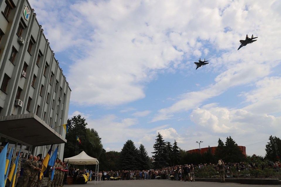 Funeral of Lt-Col Oleksii Mes, 31, killed in mass Russian missile and drone attack on 26 August 2024