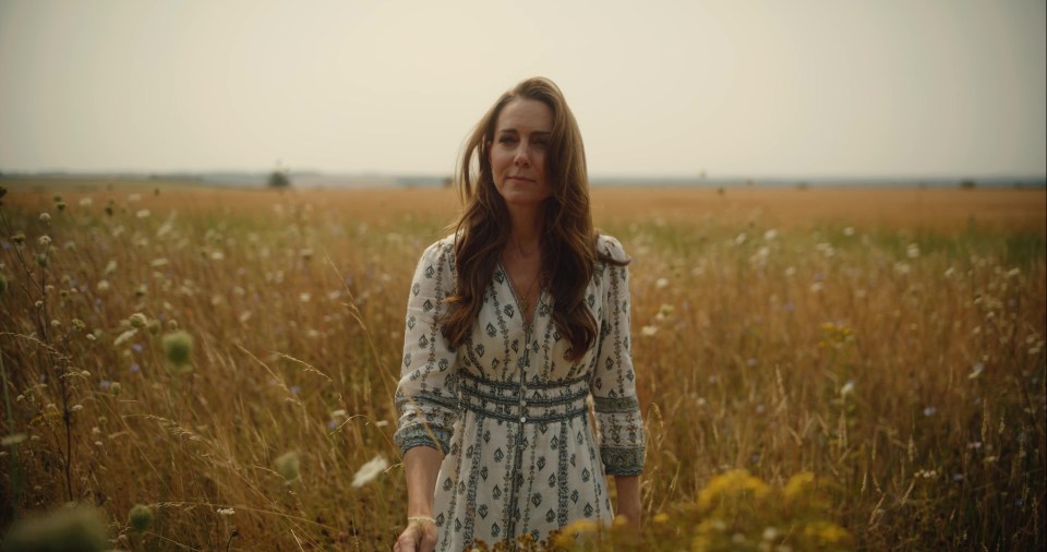 a woman in a white dress stands in a field of tall grass