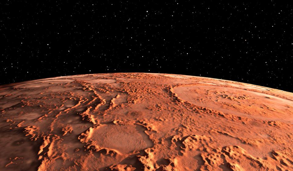 an artist 's impression of the surface of mars