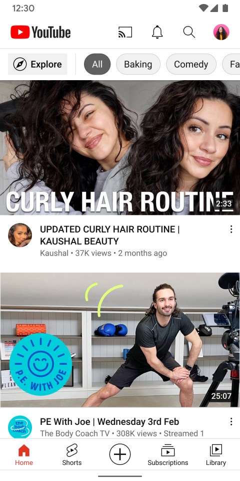 a youtube screen shows a video about curly hair routine