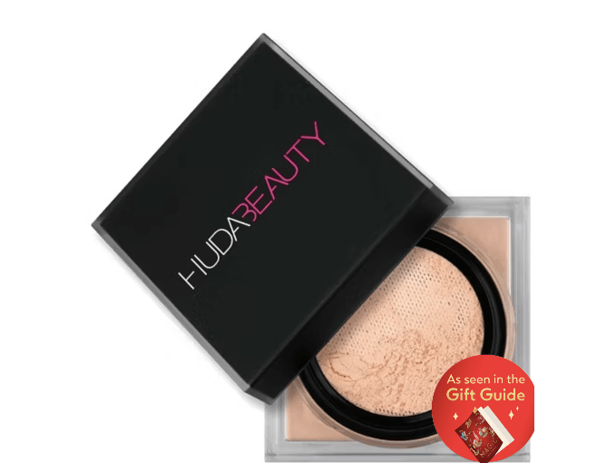 a box of hudabeauty powder with a gift guide sticker