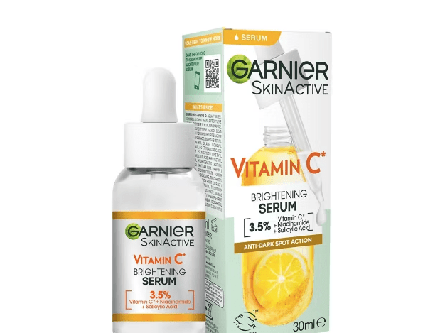 a bottle of garnier skinactive vitamin c brightening serum