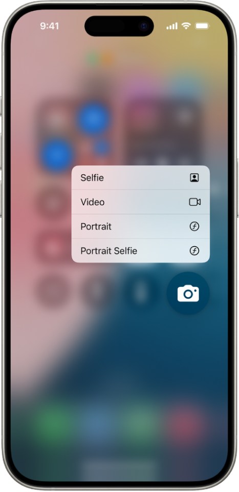 a phone screen shows a selfie video portrait and portrait selfie options