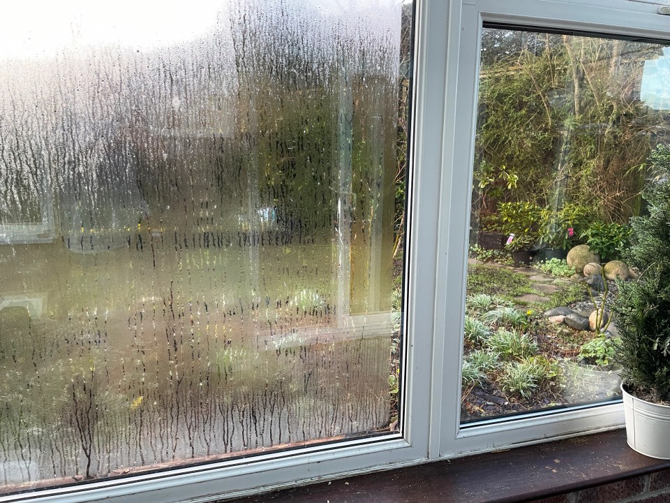 a window with a lot of condensation on it