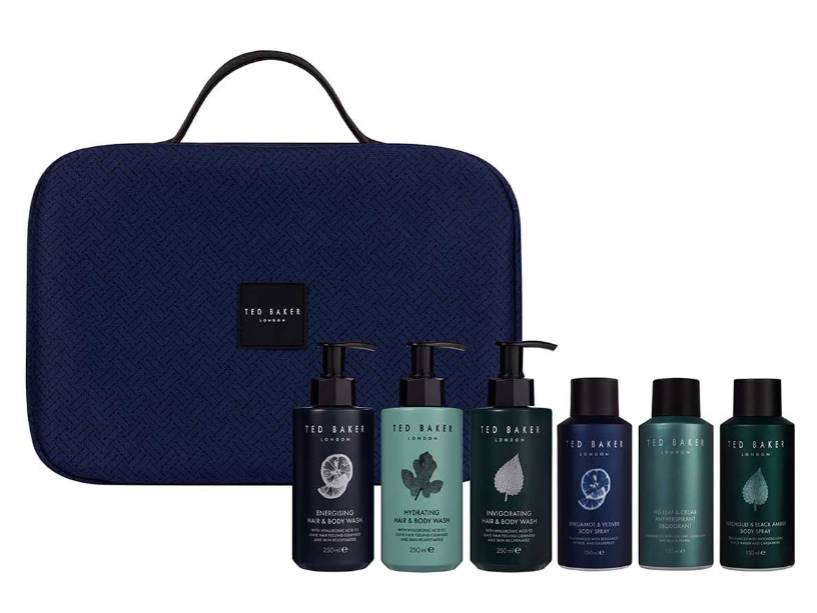 a set of ted baker products in a blue bag