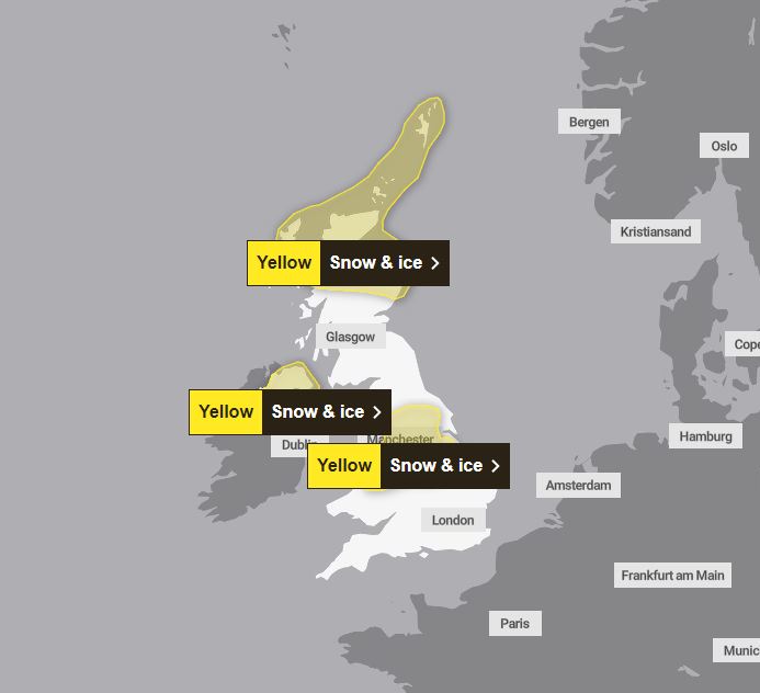 a map of the united kingdom showing snow and ice