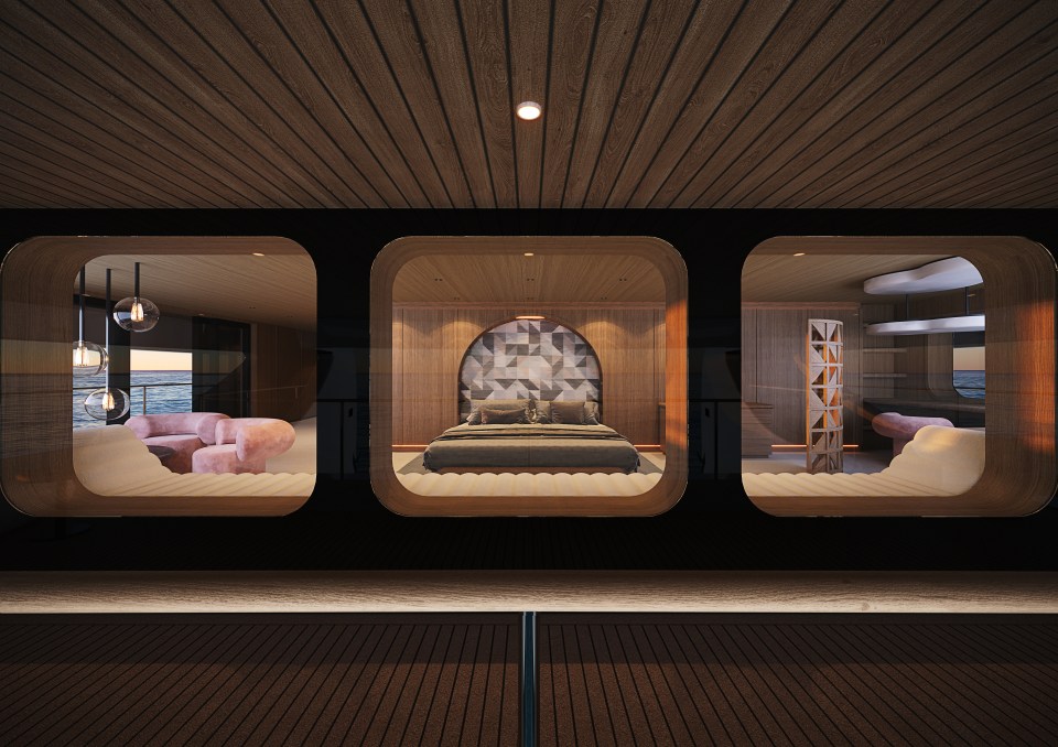 180-degree ocean view from the Solsea superyacht's owner's cabin.