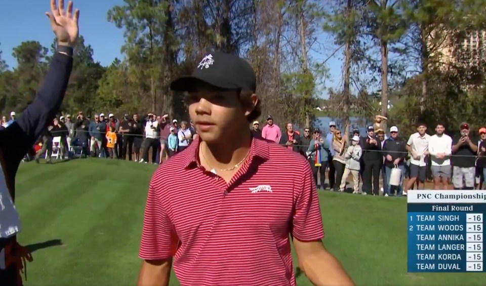 Golfer being interviewed after a PNC Championship round.