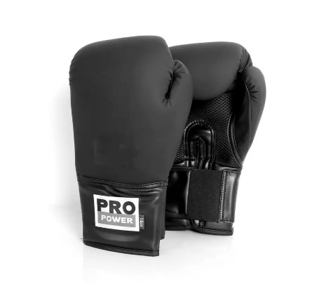 Pair of black Pro Power boxing gloves.