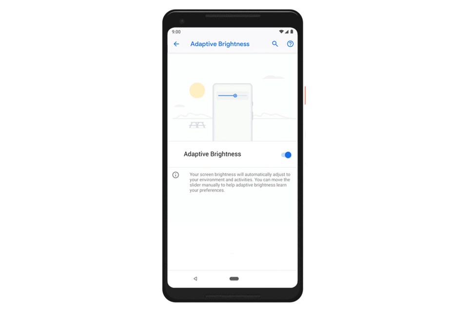 Smartphone screen showing Adaptive Brightness settings.