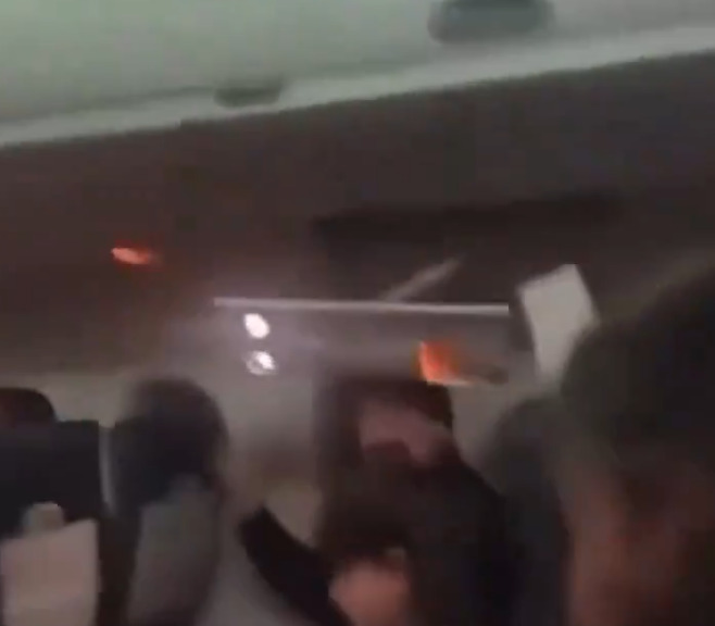 Air Canada flight landing with broken landing gear.