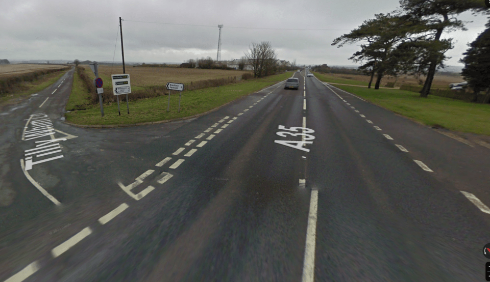The scene on the A35 near Tilly Whim Lane