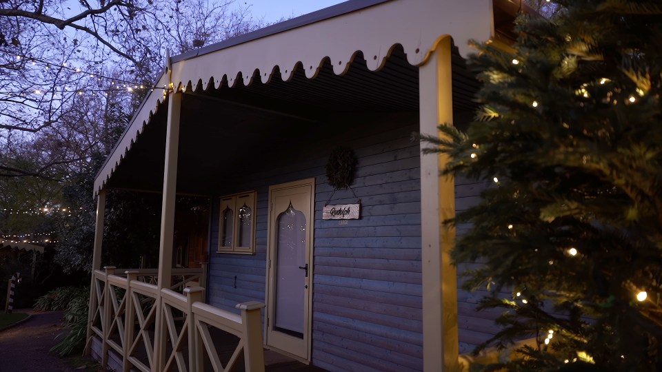The cabins have been transformed into a winter wonderland for Christmas