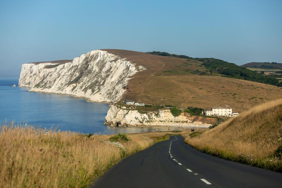 Military Road on the Isle of Wight overlooking Freshwater Bay and Tennyson Down.