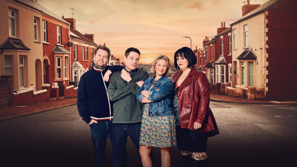 Gavin & Stacey cast photo: James Corden, Mathew Horne, Joanna Page, and Ruth Jones.