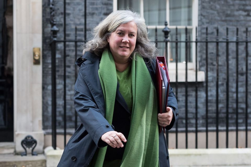 Heidi Alexander, Secretary of State for Transport, walking outside a building.