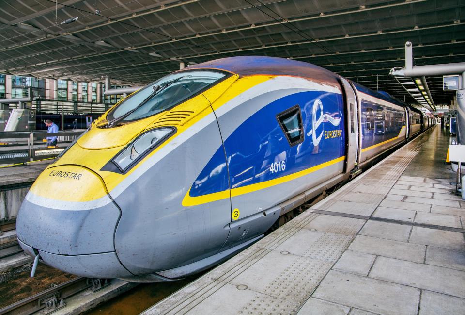 Eurostar train at St Pancras station.