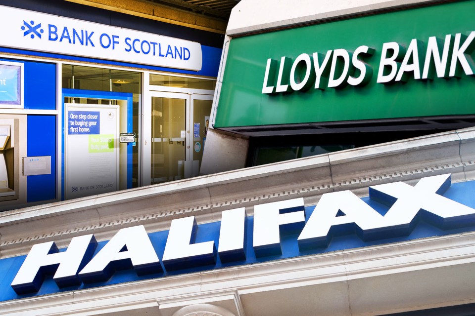Collage of Bank of Scotland, Lloyds Bank, and Halifax branches.